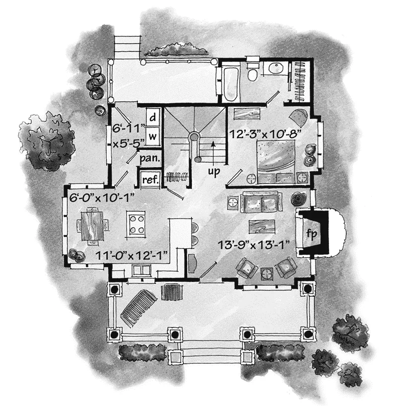 Log House Plan First Floor - Laramie Hill Log Cabin Home 163D-0006 - Shop House Plans and More
