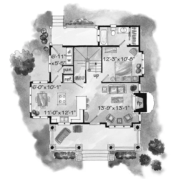 Mountain House Plan First Floor - Laramie Hill Log Cabin Home 163D-0006 - Shop House Plans and More