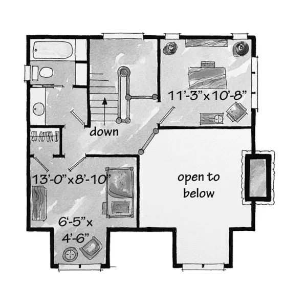 Mountain House Plan Second Floor - Laramie Hill Log Cabin Home 163D-0006 - Shop House Plans and More