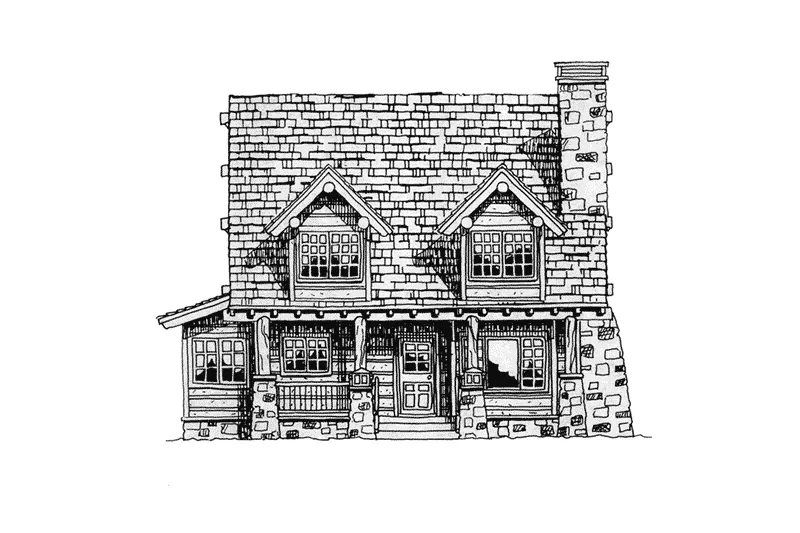 Log House Plan Front Elevation - Laramie Hill Log Cabin Home 163D-0006 - Shop House Plans and More