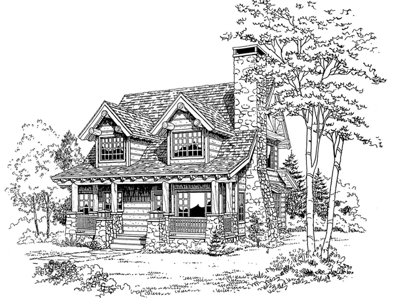 Log House Plan Front Image of House - Laramie Hill Log Cabin Home 163D-0006 - Shop House Plans and More