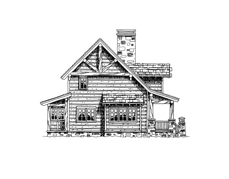 Log House Plan Left Elevation - Laramie Hill Log Cabin Home 163D-0006 - Shop House Plans and More