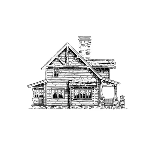 Mountain House Plan Left Elevation - Laramie Hill Log Cabin Home 163D-0006 - Shop House Plans and More