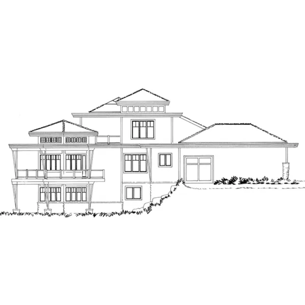 Waterfront House Plan Left Elevation - Oak Park Hill Modern Home 163D-0007 - Shop House Plans and More