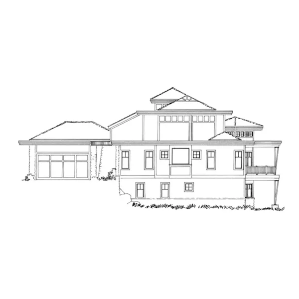 Waterfront House Plan Right Elevation - Oak Park Hill Modern Home 163D-0007 - Shop House Plans and More