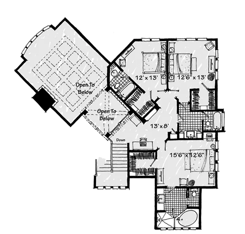 Rustic House Plan Second Floor - Prairie Wind Luxury Home 163D-0009 - Shop House Plans and More