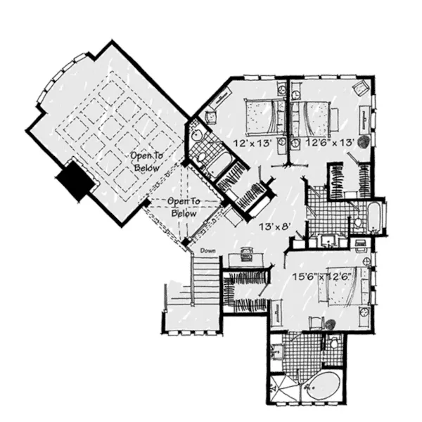 Craftsman House Plan Second Floor - Prairie Wind Luxury Home 163D-0009 - Shop House Plans and More