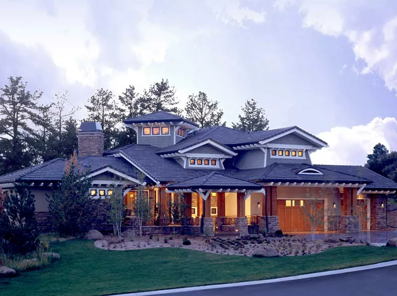 Rustic House Plan Front of Home - Prairie Wind Luxury Home 163D-0009 - Shop House Plans and More