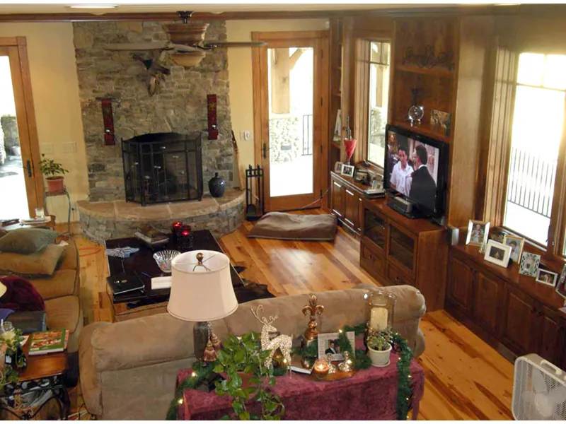 Log Cabin House Plan Family Room Photo 01 - Rock Creek Rustic Home 163D-0010 - Shop House Plans and More