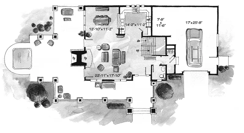 Country House Plan First Floor - Rock Creek Rustic Home 163D-0010 - Shop House Plans and More