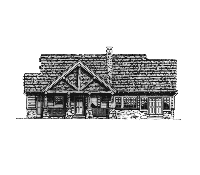 Country House Plan Rear Elevation - Sheridan Hill Rustic Log Home 163D-0011 - Shop House Plans and More