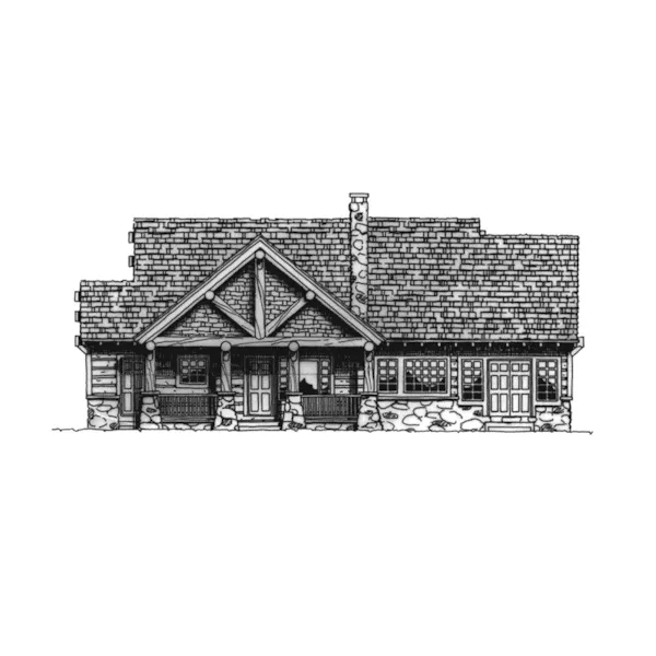 Log House Plan Rear Elevation - Sheridan Hill Rustic Log Home 163D-0011 - Shop House Plans and More