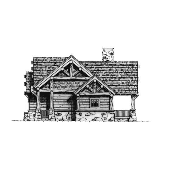 Log House Plan Right Elevation - Sheridan Hill Rustic Log Home 163D-0011 - Shop House Plans and More