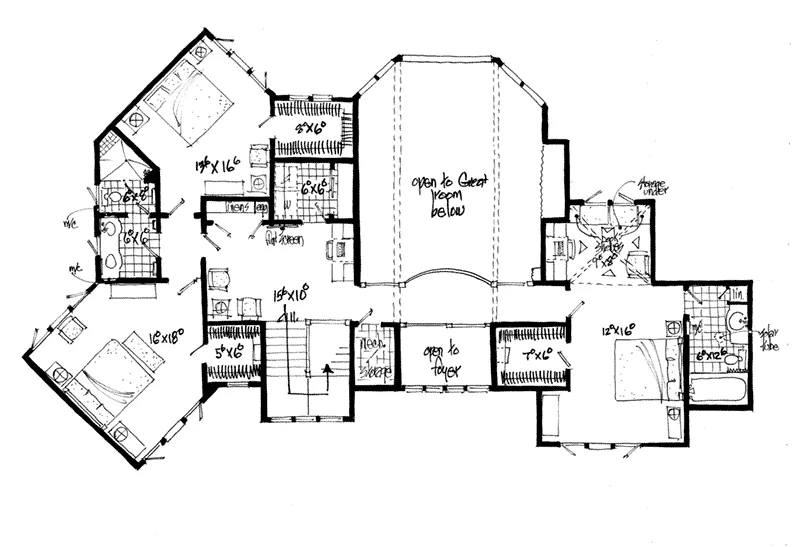 Rustic House Plan Second Floor - Spring Branch Modern Home 163D-0012 - Shop House Plans and More