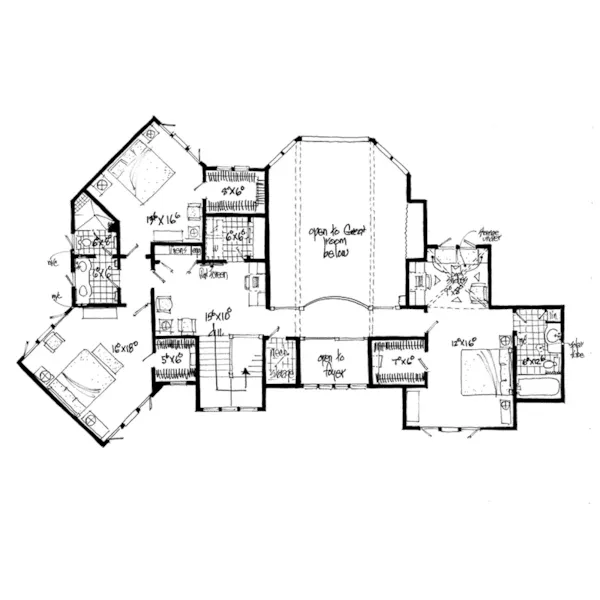 Country House Plan Second Floor - Spring Branch Modern Home 163D-0012 - Shop House Plans and More