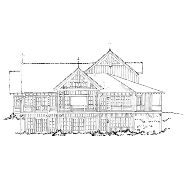 Log House Plan Rear Elevation - Tamano Rustic Craftsman Home 163D-0014 - Shop House Plans and More