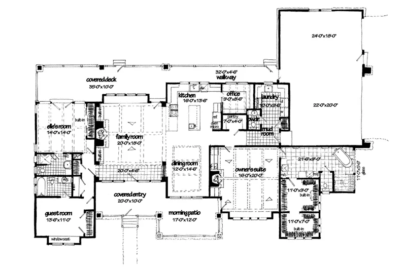 Modern Farmhouse Plan First Floor - 163D-0018 - Shop House Plans and More