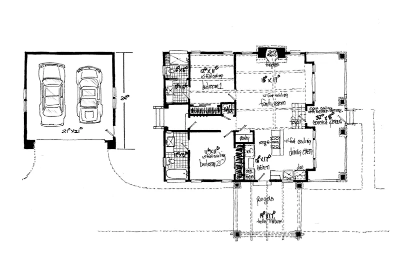 Bungalow House Plan First Floor - Glen Allen Lane Craftsman Home 163D-0021 - Shop House Plans and More