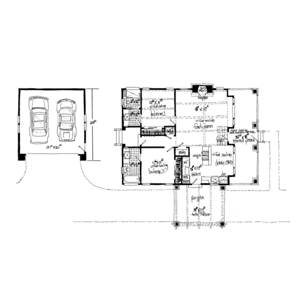 Rustic House Plan First Floor - Glen Allen Lane Craftsman Home 163D-0021 - Shop House Plans and More