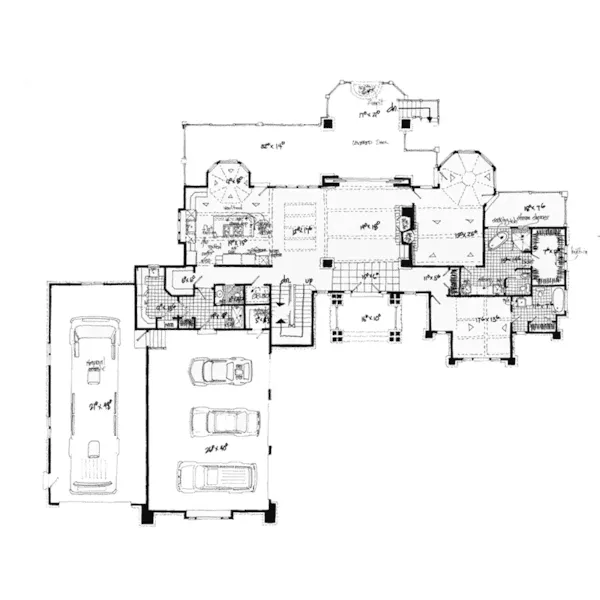 Rustic House Plan First Floor - Stonegate Luxury Craftsman Home 163D-0022 - Shop House Plans and More