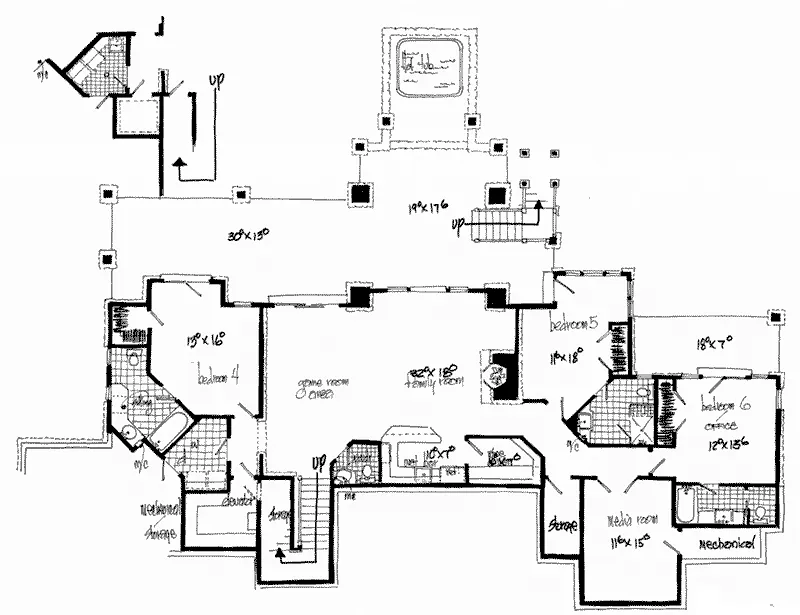 Ranch House Plan Lower Level Floor - 163D-0022 - Shop House Plans and More