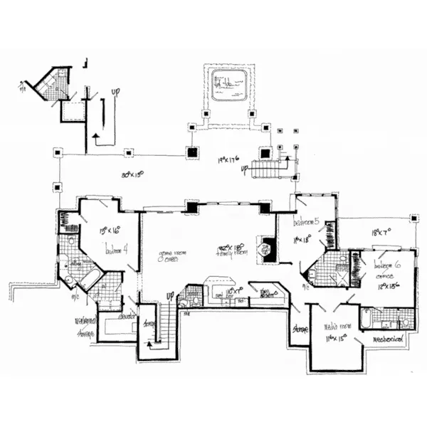 Rustic House Plan Lower Level Floor - Stonegate Luxury Craftsman Home 163D-0022 - Shop House Plans and More