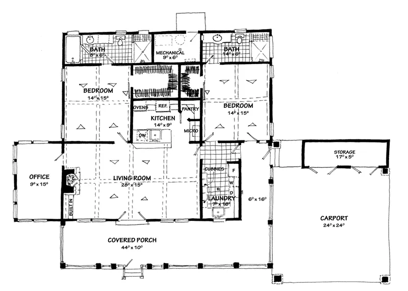 Modern Farmhouse Plan First Floor - 163D-0023 - Shop House Plans and More