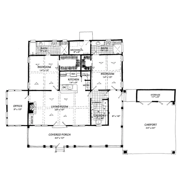 Southern House Plan First Floor - Timberrock Rustic Home 163D-0023 - Shop House Plans and More