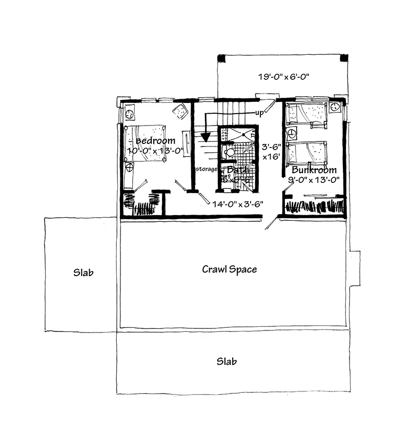 Mountain House Plan Lower Level Floor - Cypresscreek Craftsman Bungalow 163D-0024 | House Plans and More