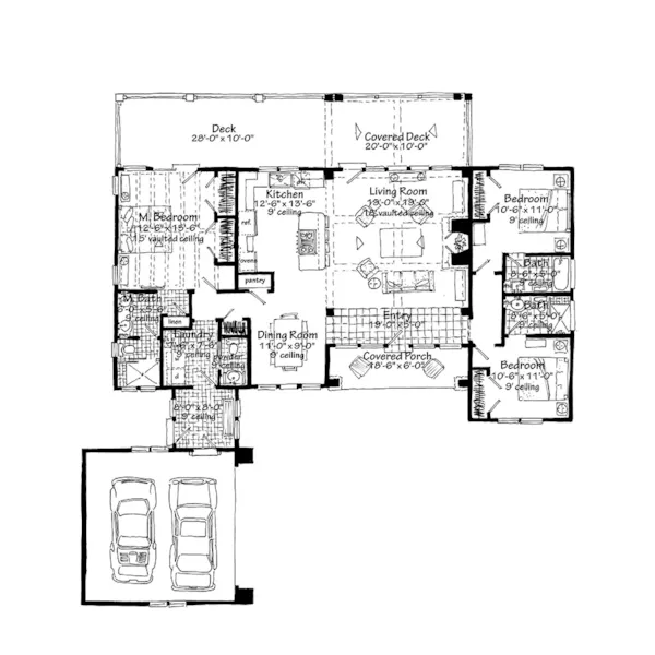 Rustic House Plan First Floor - Cool Springs I Ranch Home 163D-0026 | House Plans and More