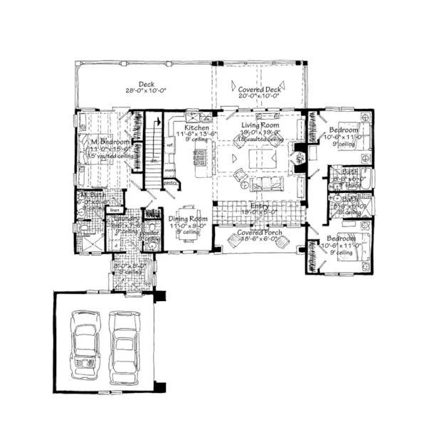 Arts & Crafts House Plan First Floor - 163D-0028 | House Plans and More