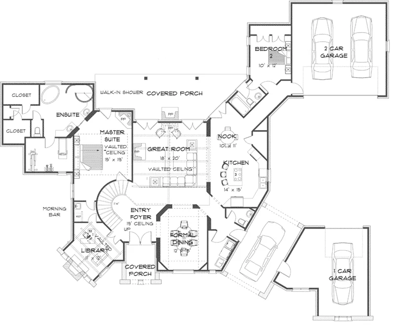 European House Plan First Floor - Dryden Hill European Home 164D-0003 - Search House Plans and More