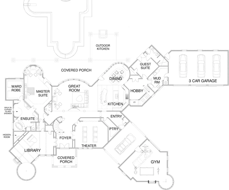 Luxury House Plan First Floor - Lilly Manor Luxury Home 164D-0006 - Shop House Plans and More