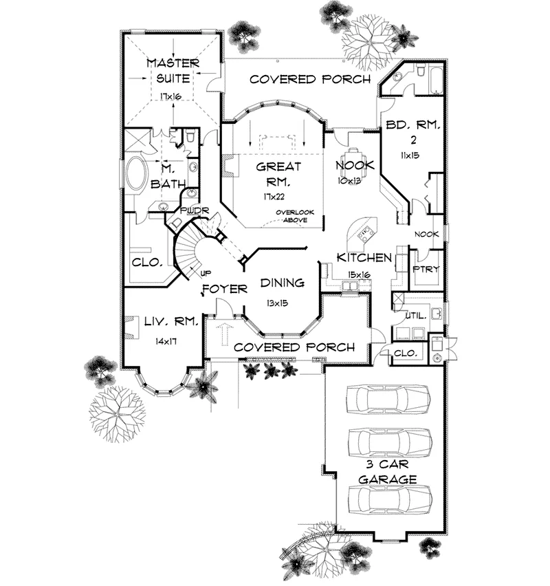 Luxury House Plan First Floor - Middlehurst European Home 164D-0011 - Shop House Plans and More