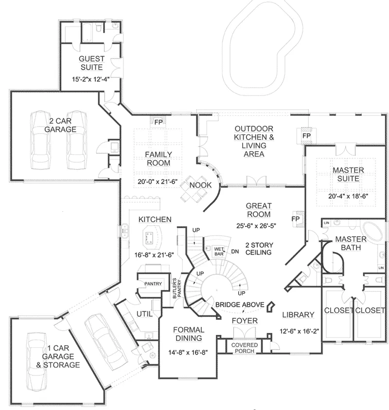 First Floor - 164D-0017 - Shop House Plans and More