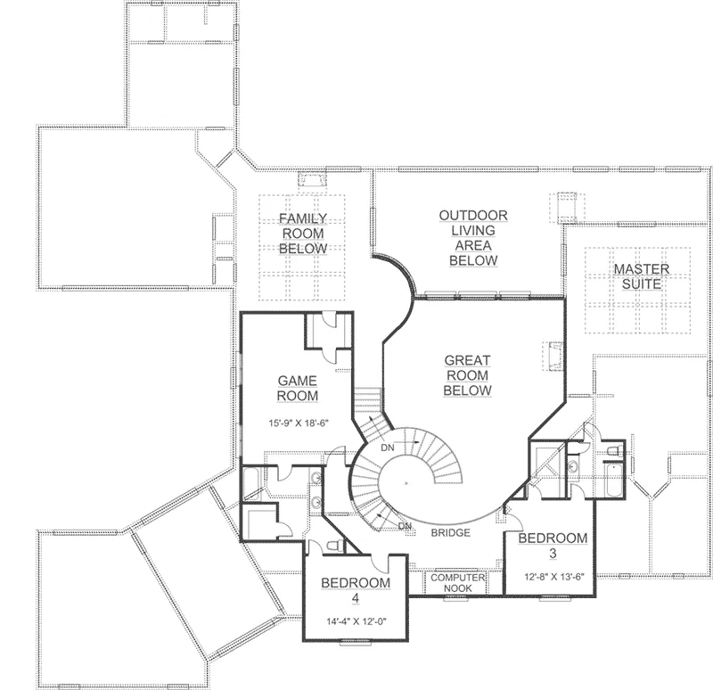 Second Floor - 164D-0017 - Shop House Plans and More