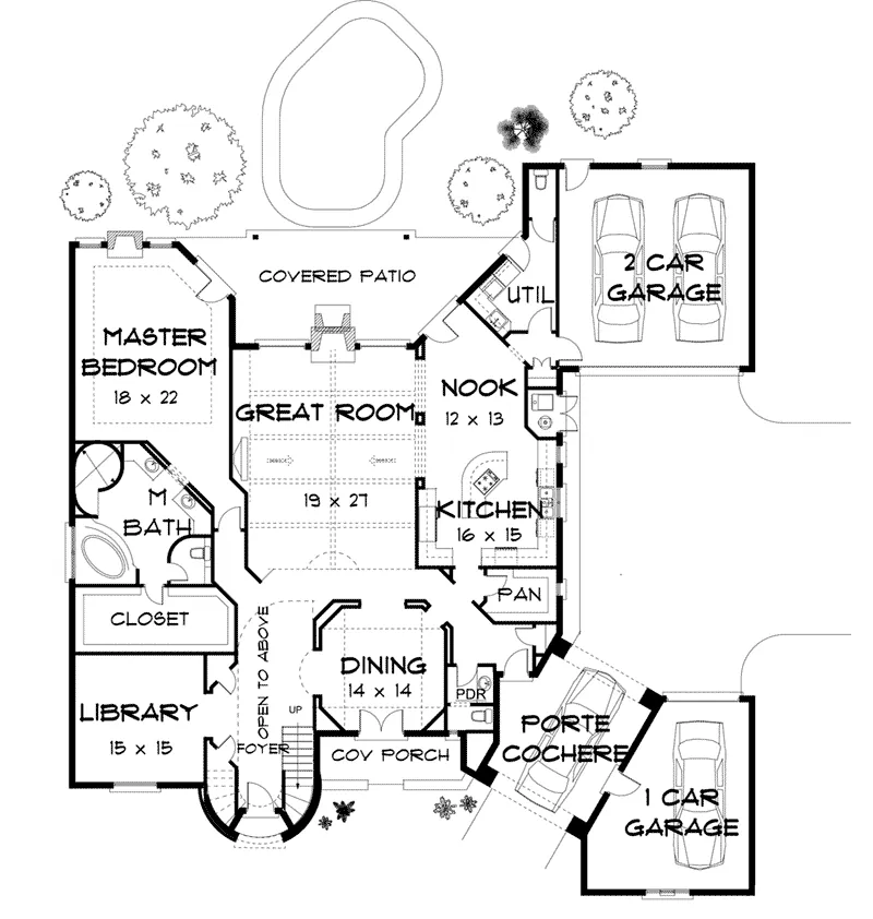 Luxury House Plan First Floor - 164D-0019 - Shop House Plans and More