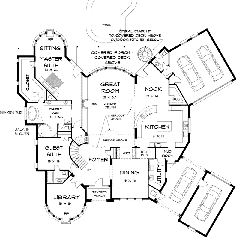 Luxury House Plan First Floor - 164D-0020 - Shop House Plans and More