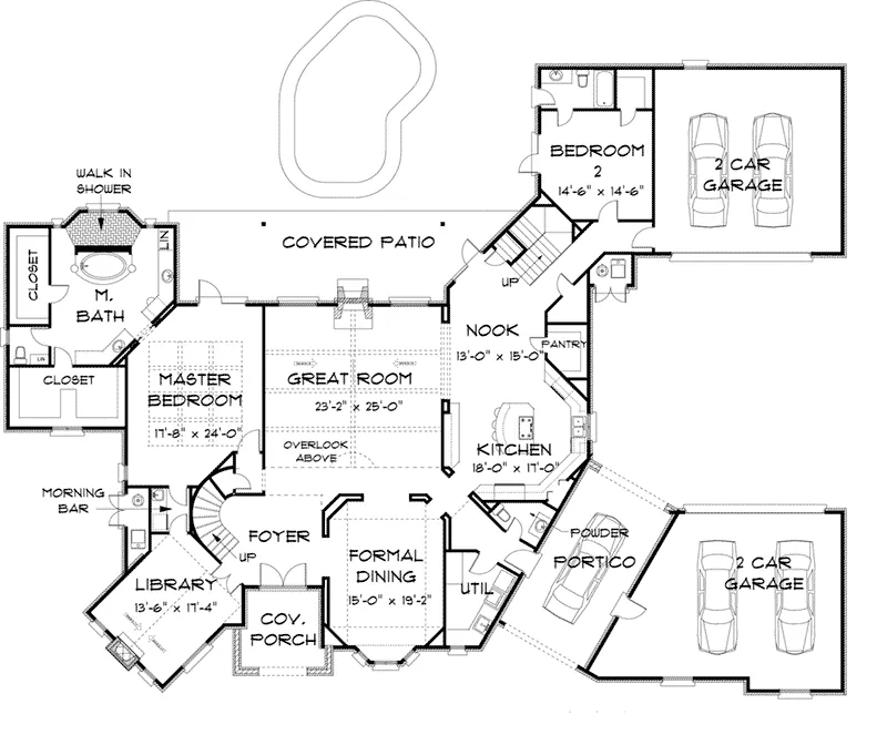 European House Plan First Floor - 164D-0022 - Shop House Plans and More