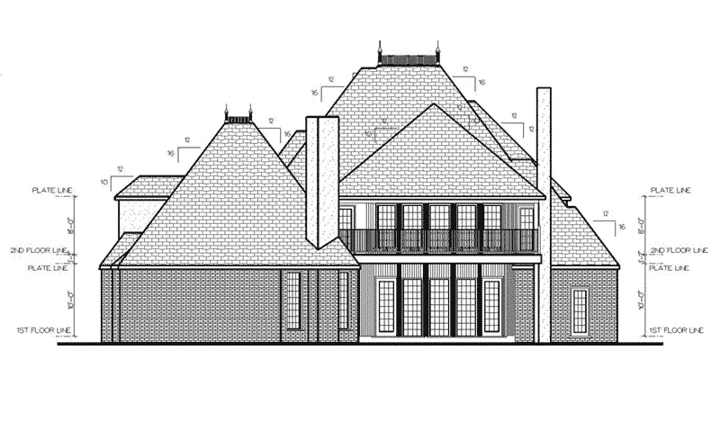 European House Plan Rear Elevation - 164D-0023 - Shop House Plans and More