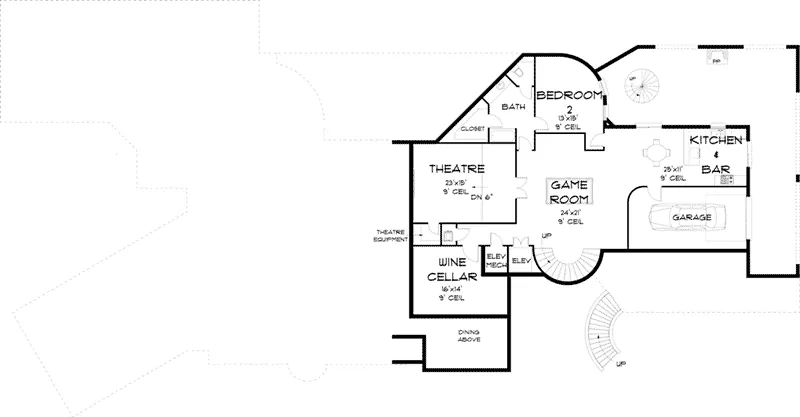 European House Plan Lower Level Floor - Summit Manor Luxury Home 164D-0024 - Shop House Plans and More