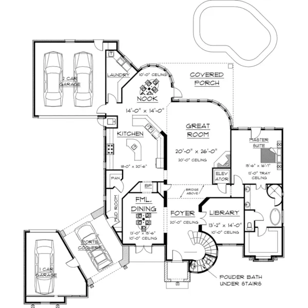 European House Plan First Floor - Harlanwood Luxury Home 164D-0031 - Search House Plans and More