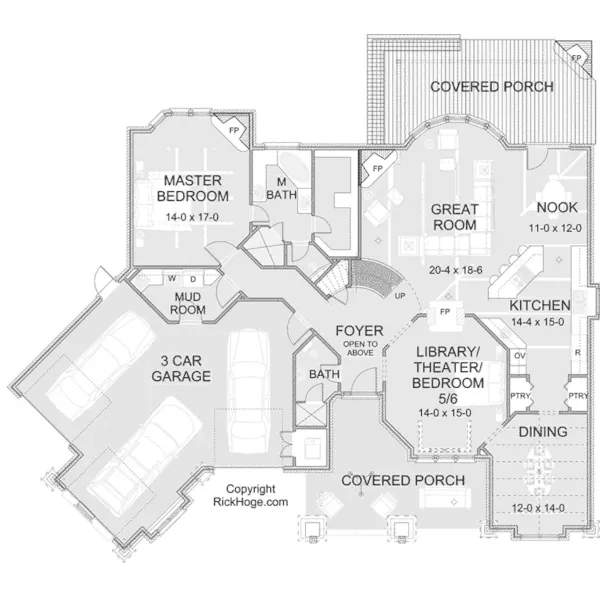 European House Plan First Floor - Warner Falls Craftsman Home 164D-0041 - Shop House Plans and More