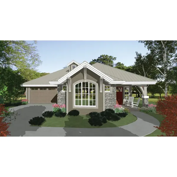 Ranch House Plan Front of Home - Wiggins Bungalow Cottage 166D-0001 - Shop House Plans and More