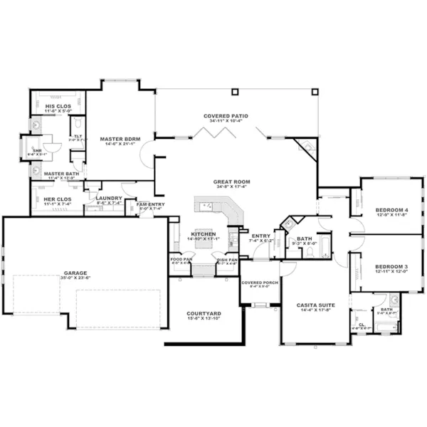 Rustic House Plan First Floor - Milford Creek Ranch Home 166D-0005 - Shop House Plans and More