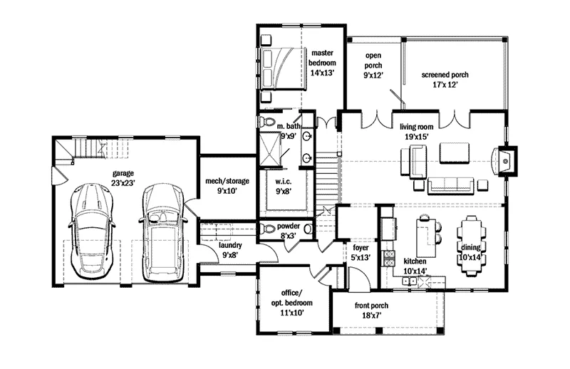 Country House Plan First Floor - Ellison Hill Modern Farmhouse 167D-0002 - Search House Plans and More