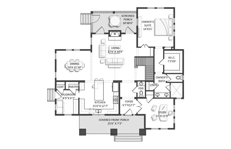 Modern Farmhouse Plan First Floor - Jeanette Mill Craftsman Home 167D-0003 - Search House Plans and More