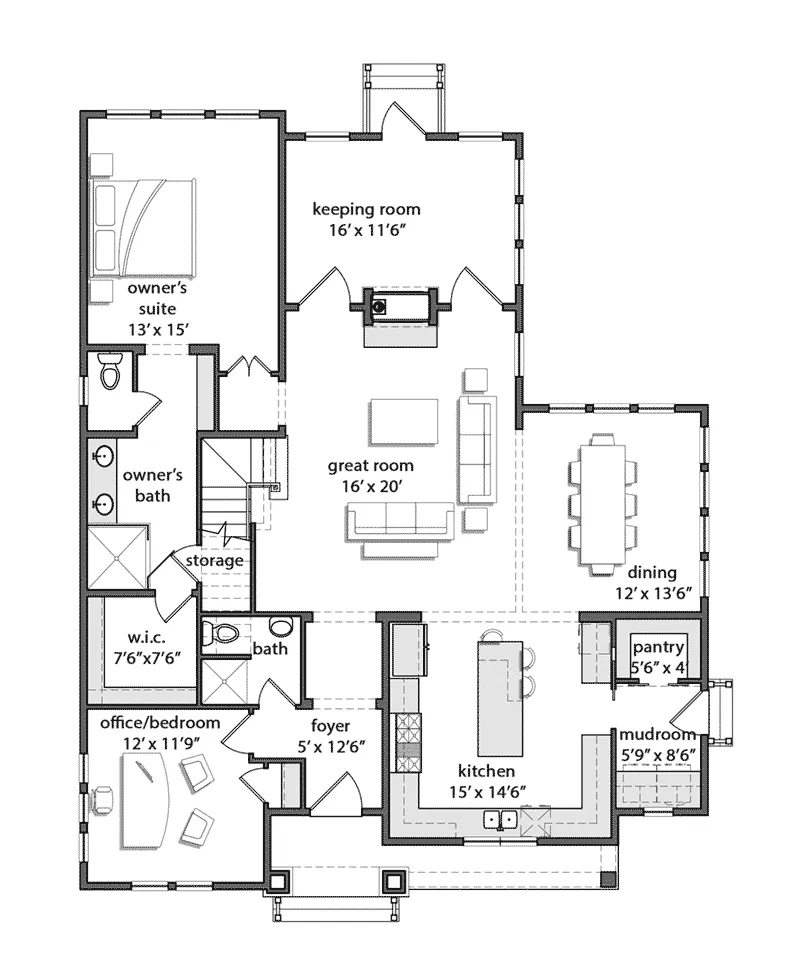 Cabin & Cottage House Plan First Floor - LaFitte European Home 167D-0004 - Shop House Plans and More