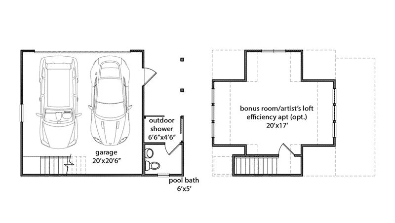 Cabin & Cottage House Plan Garage Floor Plan - LaFitte European Home 167D-0004 - Shop House Plans and More