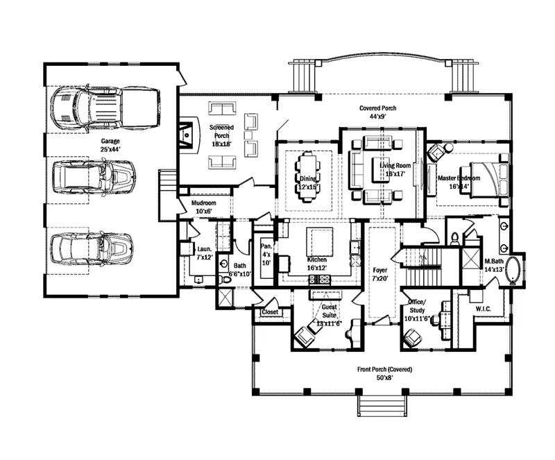 Country House Plan First Floor - Hanley Dell Modern Farmhouse 167D-0005 - Search House Plans and More